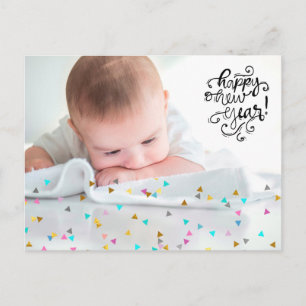 Rainbow Confetti Happy New Year Postcard