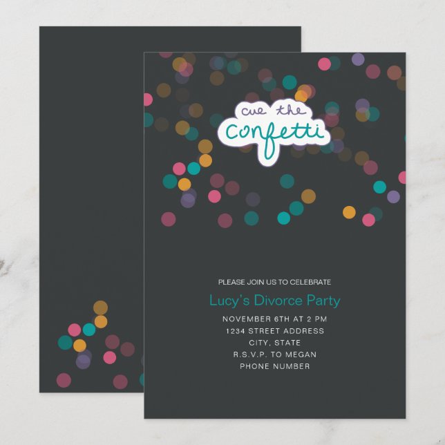 Rainbow Confetti Invitation (Front/Back)