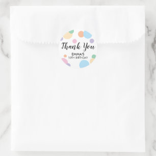 Rainbow Confetti Kids Birthday Party Thank You Classic Round Sticker