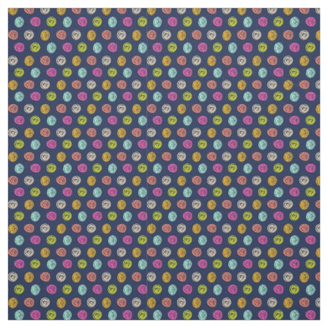 Rainbow Confetti Polka Dot Party on Navy Fabric (Swatch)