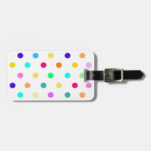 Rainbow Confetti polka dots luggage tag