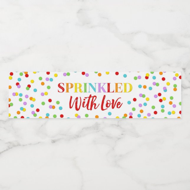 Rainbow Confetti Sprinkled with Love Baby Sprinkle Water Bottle Label (Single Label)