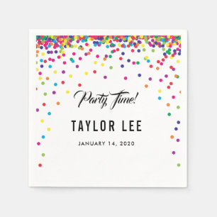 Rainbow confetti sprinkles birthday party decor napkin