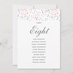 Rainbow Confetti Table Number Seating Chart