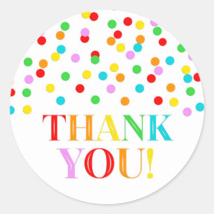 Rainbow Confetti Thank You Classic Round Sticker