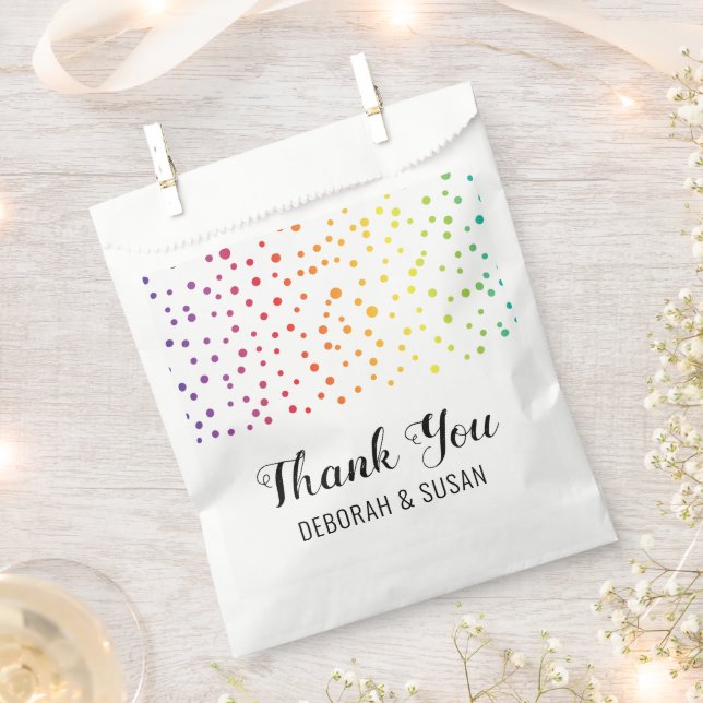 Rainbow confetti, trees Thank You lesbian wedding Favour Bags (Clipped)