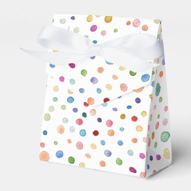 Rainbow Confetti Watercolor Dots Favour Box (Front Side)