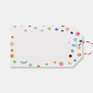 Rainbow Confetti Watercolor Dots Gift Tag