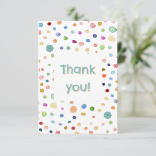 Rainbow Confetti Watercolor Dots Thank You Card