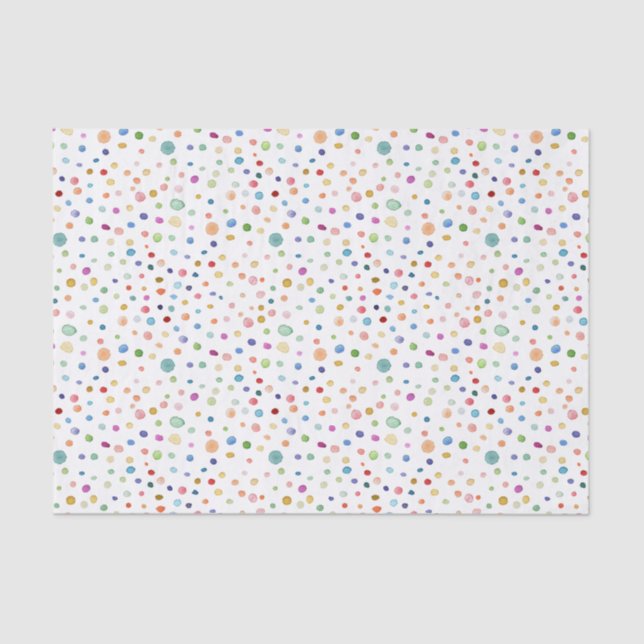 Rainbow Confetti Watercolor Dots Tissue Paper (Front)