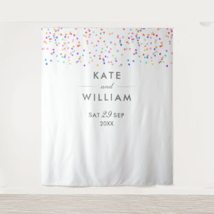 Rainbow Confetti Wedding Photo Backdrop Tapestry
