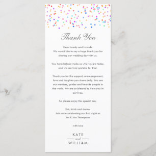 Rainbow Confetti Wedding Thank You Place Card