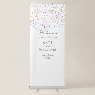 Rainbow Confetti Wedding Welcome Retractable Banner