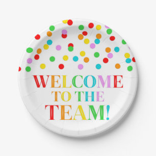 Rainbow Confetti Welcome to the Team Paper Plate