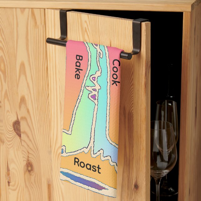 Rainbow Cook Baste Roast   Tea Towel (Thirds Fold)