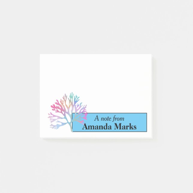 Rainbow Coral Personalised Post-it Notes (Front)