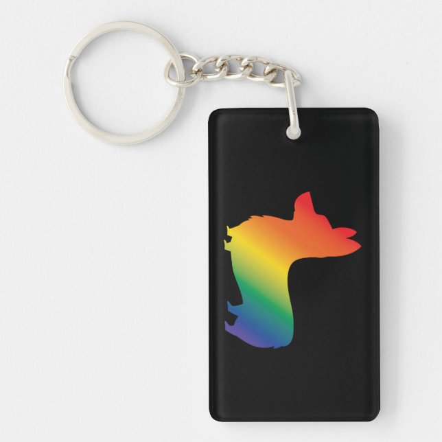 Rainbow corgi key ring (Front)