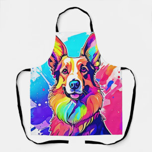 Rainbow Corgi: Pop Art Puppy Joy Apron