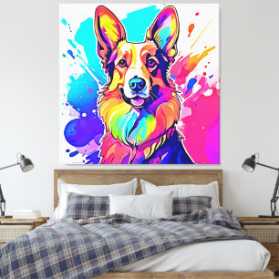 Rainbow Corgi: Pop Art Puppy Joy Canvas Print