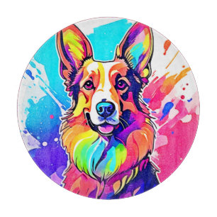 Rainbow Corgi: Pop Art Puppy Joy Cutting Board
