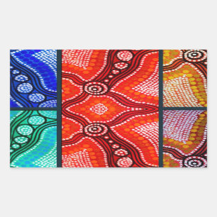 Rainbow Corroboree Panel Rectangular Sticker
