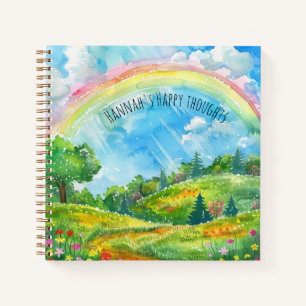 Rainbow Countryside Happy Thoughts Mental Health  Notebook