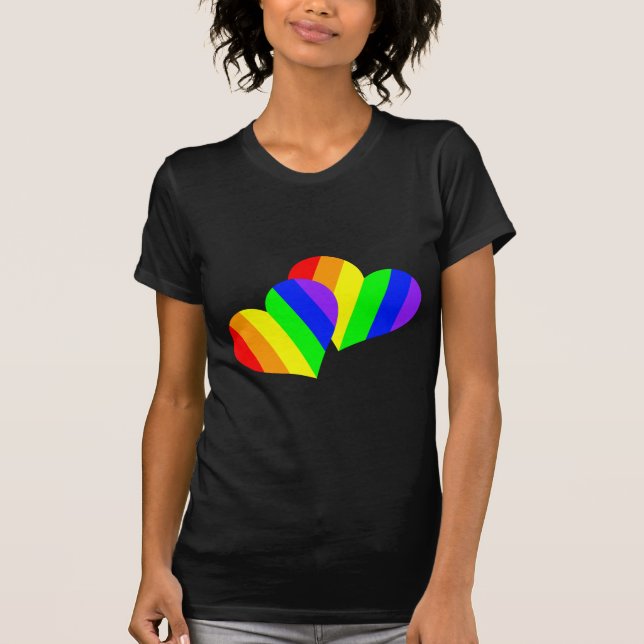 Rainbow Couple Hearts T-Shirt (Front)