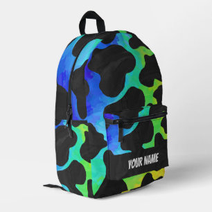 Rainbow Cow Pattern Monogram Printed Backpack