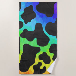 Rainbow Cow Print Beach Towel