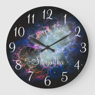 Rainbow Crab Nebula Personalised Large Clock