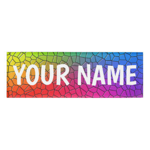 Rainbow crackle background - Customize your own Name Tag