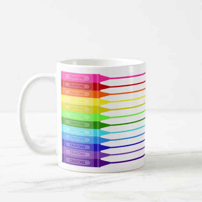Rainbow Crayon Fun Stripes Coffee Mug (Left)