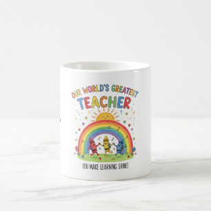 Rainbow Crayon Sun Worlds Greatest Teacher Coffee Mug