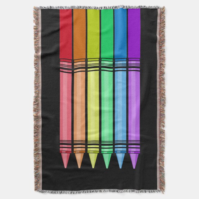 Rainbow Crayon Throw Blanket (Front Vertical)