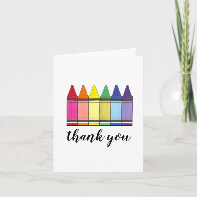 Rainbow Crayons Art Supplies Teacher Thank You (Front)
