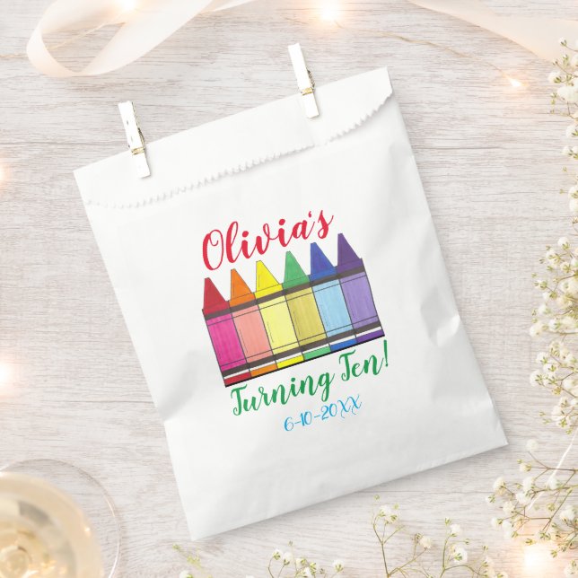 Rainbow Crayons Artist Art Child's Birthday Party Favour Bags (Clipped)