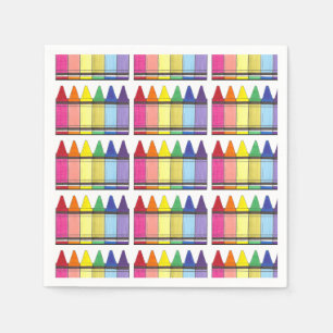 Rainbow Crayons Artist Art Class Birthday Party Napkin