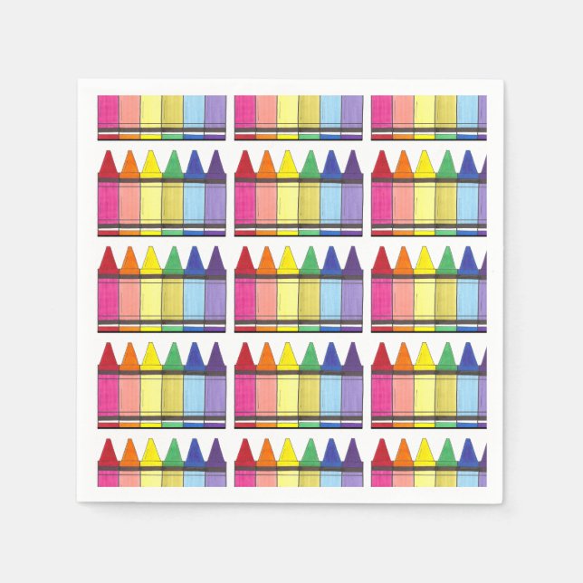Rainbow Crayons Artist Art Class Birthday Party Napkin (Front)