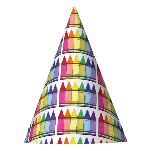 Rainbow Crayons Artist Art Class Birthday Party Party Hat (Front)
