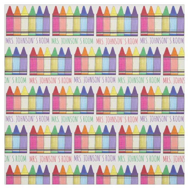 Rainbow Crayons Artist Art Teacher Classroom Fabric (Swatch)