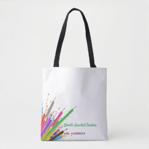 Rainbow Crayons Kindergarten Teacher Gift Tote Bag