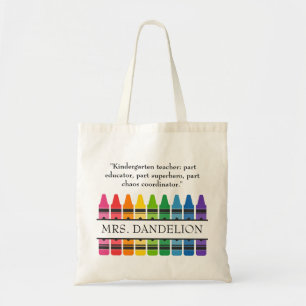 Rainbow Crayons Kindergarten Teacher Gift Tote Bag