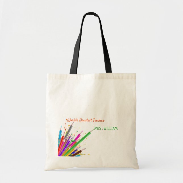 Rainbow Crayons Kindergarten Teacher Gift Tote Bag (Front)