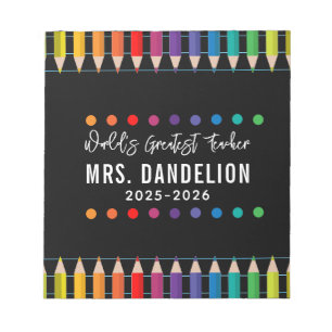 Rainbow Crayons Kindergarten Teacher Notepad