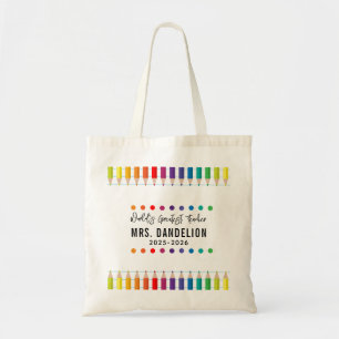 Rainbow Crayons Kindergarten Teacher Tote Bag
