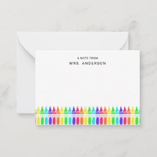 Rainbow Crayons Personalised Elementary Teacher  Card