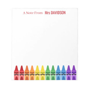 Rainbow Crayons Personalised Teacher Notepad
