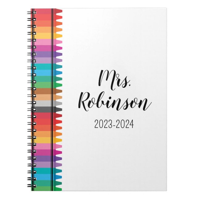 Rainbow Crayons Preschool Teacher Appreciation Notebook (Front)