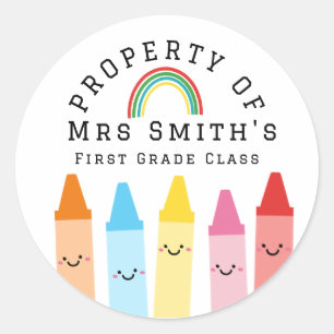 Rainbow Crayons Property Of Classroom Sticker Rain
