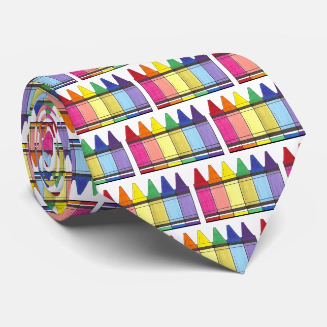 Rainbow Crayons School Art Teacher Colouring Pride Tie (Rolled)